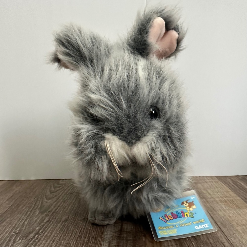 Ganz Webkinz Angora Bunny Grey Plush Stuffed Animal HM437 Sealed Code Tag